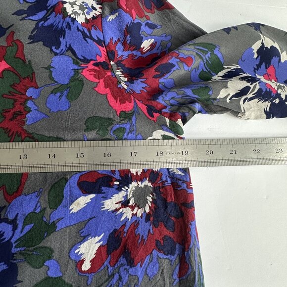 Fossil Shift Dress Womens 10 Gray Floral Print 3/4 Sleeve Lined Fairy Whimsygoth - Picture 8 of 11